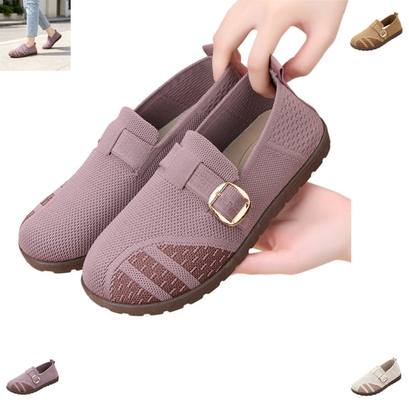 YOUYEDIAN Loafers for Women Fashion Belt Design Breathable Comfy Versatile Soft Flats Casual Slip On Platform Walking Shoes