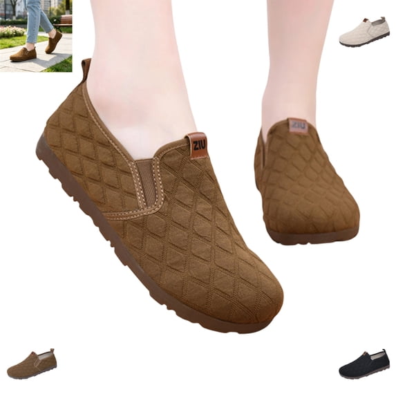 YOUYEDIAN Loafers for Women Fashion Round Toe Block Design Slip On Versatile Comfy Flats Casual Outdoor Walking Shoes