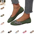 thumbnail image 1 of YOUYEDIAN Loafers for Women Fashion Slip On Round Toe Casual Low Heel Floral Deco Flats Versatile Comfy Dress Shoes, 1 of 5