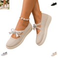 thumbnail image 1 of YOUYEDIAN Loafers for Women Platform Slip On Versatile Stripe Bowtie Deco Fashion Comfy Knit Flats Casual Soft Breathable Walking Shoes, 1 of 5