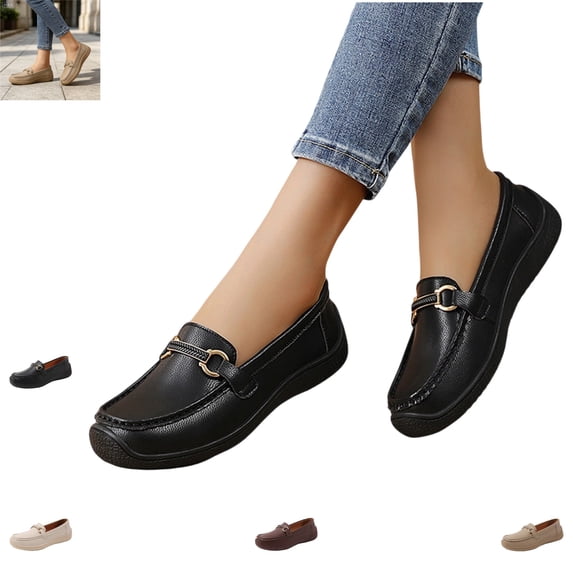YOUYEDIAN Loafers for Women Square Toe Non Slip Fashion Deco Versatile Outdoor Flats Casual Slip On Sport Walking Shoes