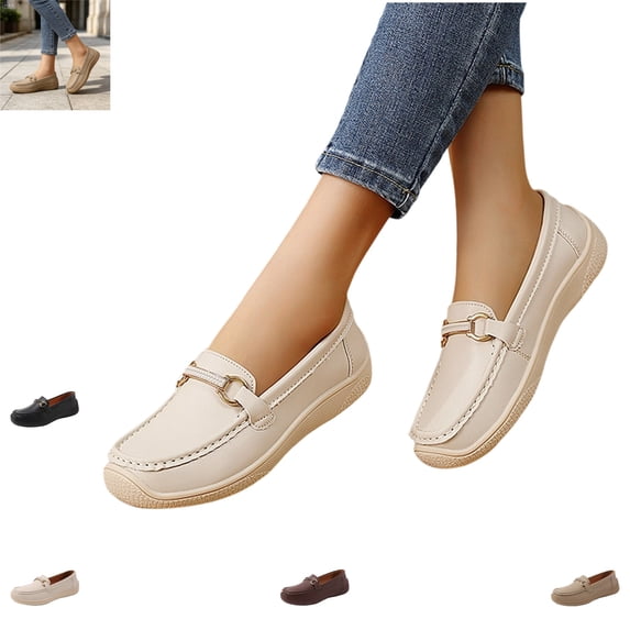 YOUYEDIAN Loafers for Women Square Toe Non Slip Fashion Deco Versatile Outdoor Flats Casual Slip On Sport Walking Shoes