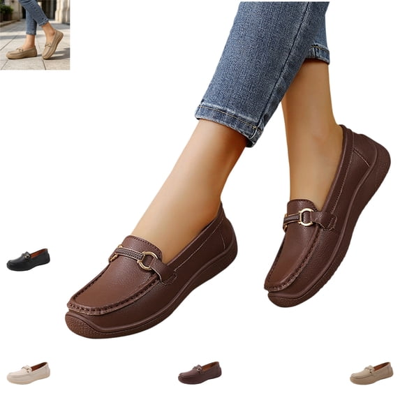 YOUYEDIAN Loafers for Women Square Toe Non Slip Fashion Deco Versatile Outdoor Flats Casual Slip On Sport Walking Shoes