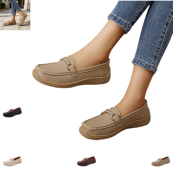 YOUYEDIAN Loafers for Women Square Toe Non Slip Fashion Deco Versatile Outdoor Flats Casual Slip On Sport Walking Shoes