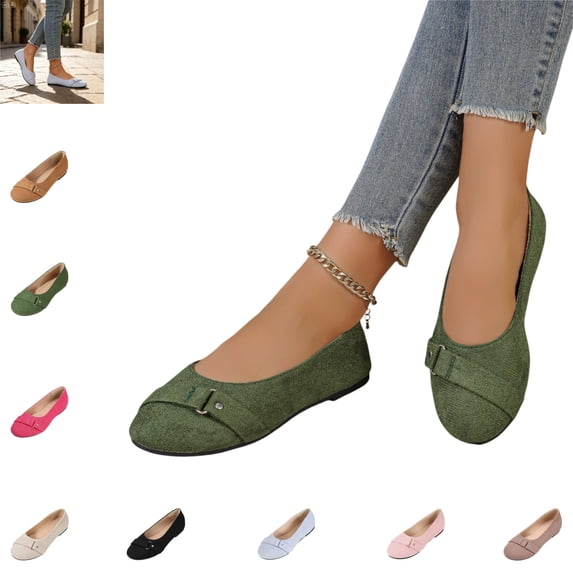 YOUYEDIAN Loafers for Women Versatile Belt Deco Fashion Low Heel Comfy Flats Casual Slip On Outdoor Dress Shoes