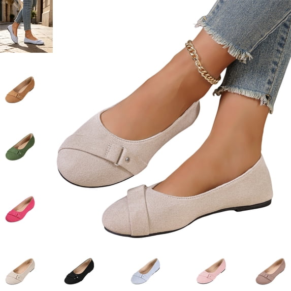 YOUYEDIAN Loafers for Women Versatile Belt Deco Fashion Low Heel Comfy Flats Casual Slip On Outdoor Dress Shoes