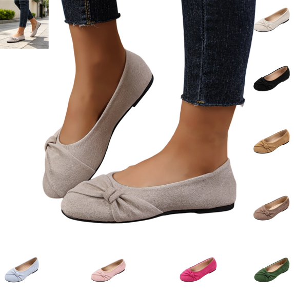 YOUYEDIAN Loafers for Women Versatile Round Toe Bowtie Deco Fashion Low Heel Flats Casual Comfy Dress Shoes