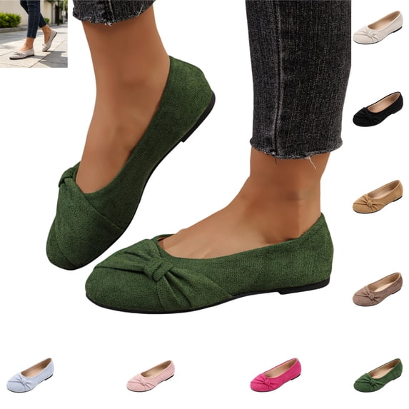 YOUYEDIAN Loafers for Women Versatile Round Toe Bowtie Deco Fashion Low Heel Flats Casual Comfy Dress Shoes