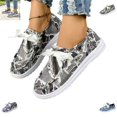 thumbnail image 1 of YOUYEDIAN Loafers for Women Versatile Round Toe Patchwork Print Fashion Slip On Comfy Lace-up Design Flats Casual Platform Outdoor Walking Shoes, 1 of 5