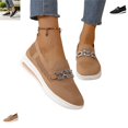 thumbnail image 1 of YOUYEDIAN Loafers for Women Versatile Wedge Heel Non Slip Fashion Sport Breathable Mesh Flats Casual Comfy Round Toe Walking Shoes, 1 of 5