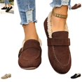 thumbnail image 1 of YOUYEDIAN Loafers for Women Winter Versatile Plush Belt Deco Slip On Flats Fashion Round Toe Comfortable Warm Casual Shoes, 1 of 5