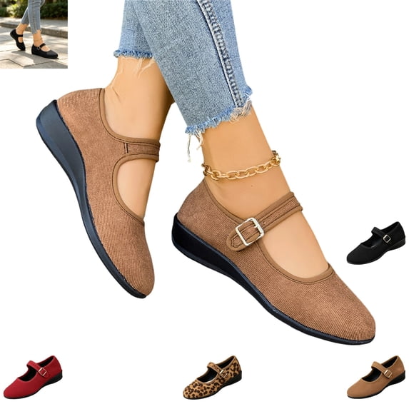 YOUYEDIAN Mary Jane Shoes Women Fashion Round Toe Comfy Single Strap Design Flats Versatiel Dress Outdoor Shoes