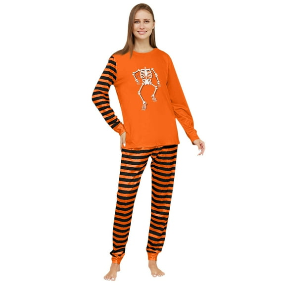 YOUYEDIAN Matching Family Halloween Pajama Sets Printed Hooded Long Sleeve Pjs Women M
