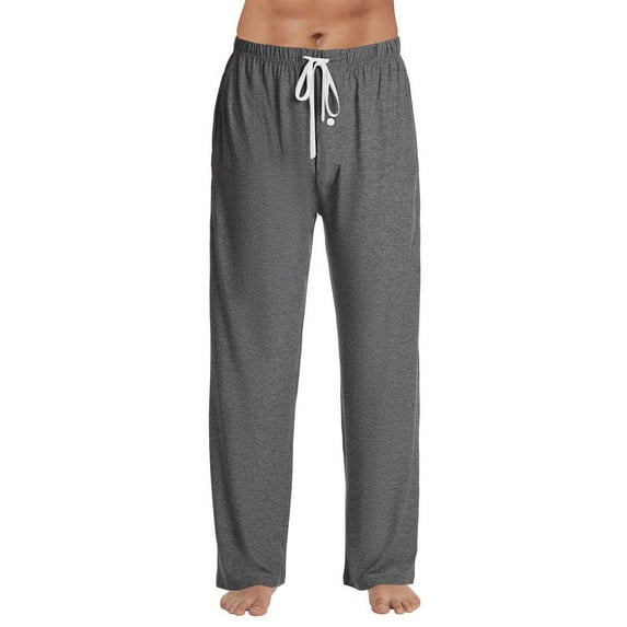 YOUYEDIAN Men's Plaid Pants Elastic Waist Pajama Pants Trousers Lightweight Loose Fit Lounge Pants With Pockets Fall Gray L