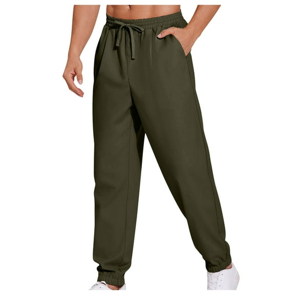 YOUYEDIAN Mens Cargo Sweatpants Casual Wide Leg Open Bottom Joggers Drawstring Plus Size Elastic Waist Gym Pants with Pocket Army Green L