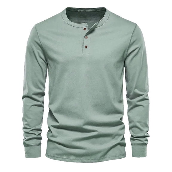YOUYEDIAN Mens Henley Shirts Long Sleeve Button T-Shirts Casual Stylish Soft Pullover Tops with Pocket Mint Green L