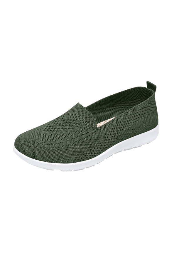 Mesh Walking Orthopedic Shoes for Women Slip-on Sneakers,Non-Slip Breathable Athletic Comfortable Lightweight Flat Loafer Nurse Shoes (Green, 9 Wide)