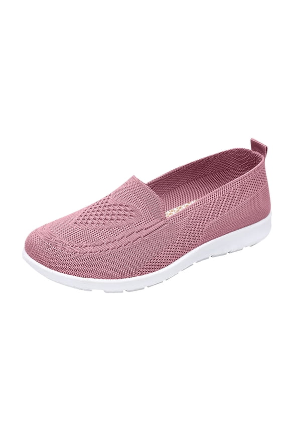 Mesh Walking Orthopedic Shoes for Women Slip-on Sneakers,Non-Slip Breathable Athletic Comfortable Lightweight Flat Loafer Nurse Shoes (Pink, 7.5 Wide（EU-39）)
