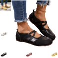 thumbnail image 1 of YOUYEDIAN Mray Jane Shoes Women Versatile Round Toe Slip On Fashion Cross Strap Low Heel Flats Casual Sport Outdoor Non Slip Walking Shoes, 1 of 5