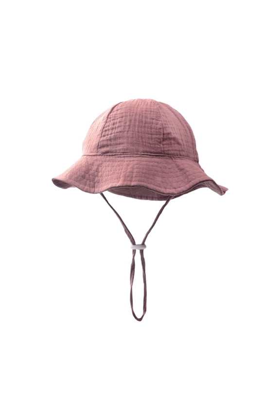 Muslin Baby Sun Hat Sun Protection Baby Bucket Hat Summer Beach Hats with Wide Brim for Boys & Girls (Watermelon Red)
