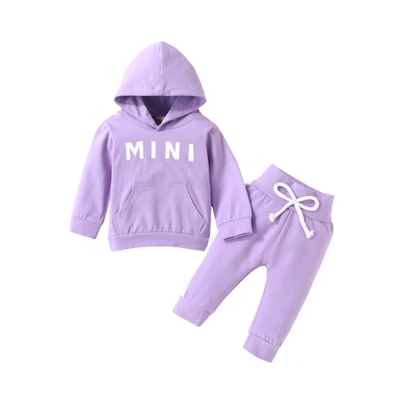 YOUYEDIAN Newborn Baby Girls Sweatsuit Cute Mini Hoodie Pullover+Sweatpants Outfits Infant Fall Winter Fashion Tracksuit Set Clothes (Purple, 3-6 Months)