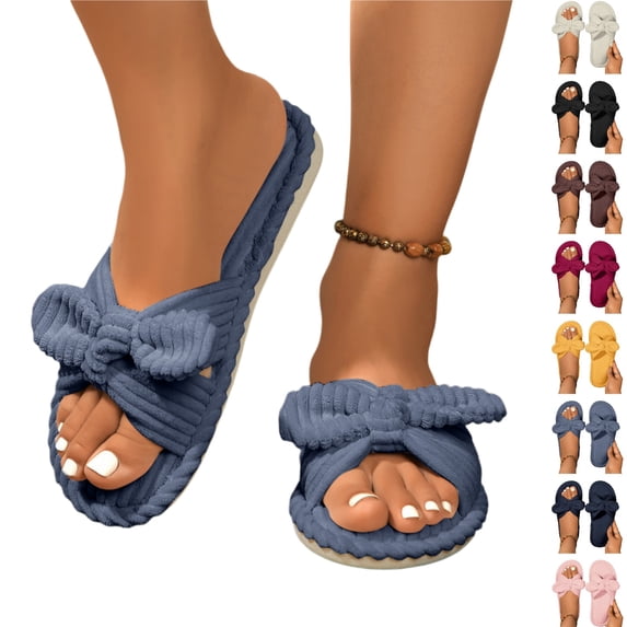 YOUYEDIAN House Womens Slippers Summer Indoor Shoes Cute Comfortable Sandals Beach Flip Flops (Gray)