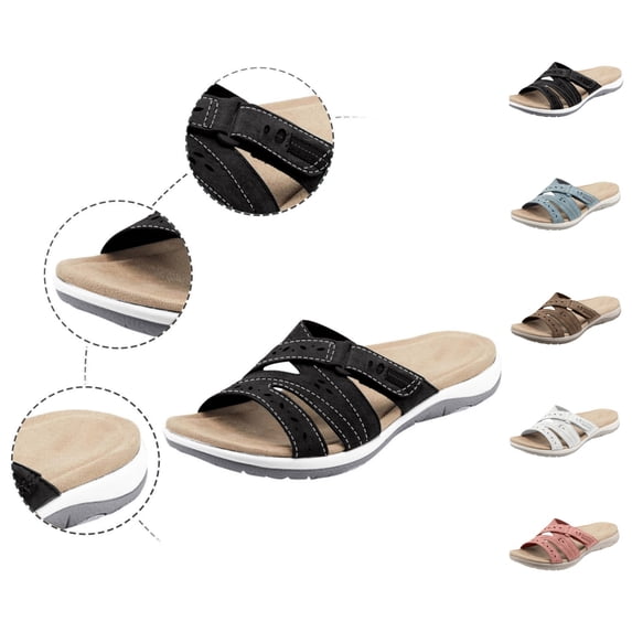 YOUYEDIAN Orthopedic Casual Sandals for Women Arch Support Flat Wedge Sandals Breathable Non Slip Slip on Walking Shoes Comfortable 2026 Foam Shoes