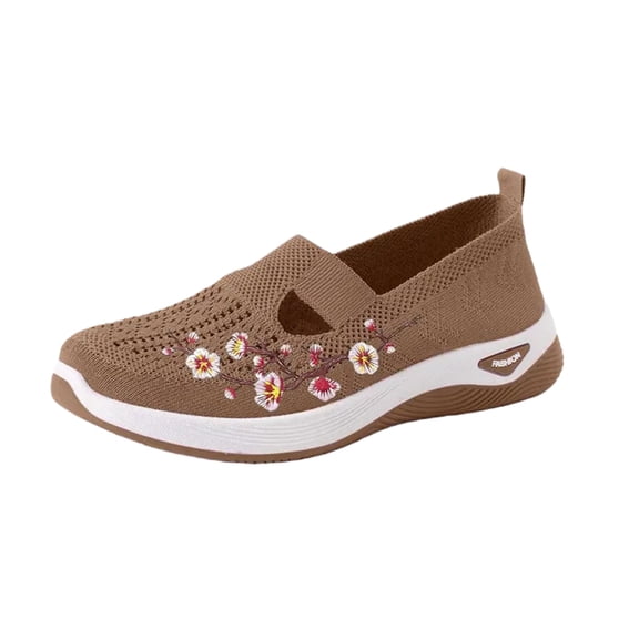 YOUYEDIAN Orthopedic Casual Shoes for Women Arch Support Golf Shoes Wide Width Non Slip Slip on Work Shoes Mesh Stretch Comfortable 2026 New Orthopedic Shoes (Brown)