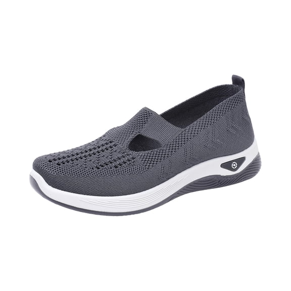 YOUYEDIAN Orthopedic Casual Shoes for Women Arch Support Nurse Shoes Lightweight Slip on Non Slip Business Casual Shoes Knitted Mesh Stretch Comfort 2026 New Orthopedic Shoes (Dark Gray)