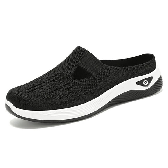 YOUYEDIAN Orthopedic Casual Shoes for Women Arch Support Nurse Shoes Lightweight Slip on Non Slip Business Casual Shoes Mesh Stretch Soft 2026 Foam Shoes (Black)
