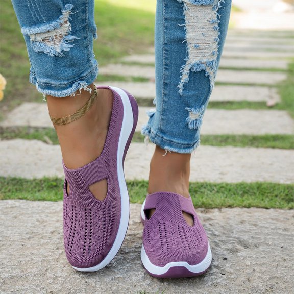 YOUYEDIAN Orthopedic Casual Shoes for Women Arch Support Running Shoes Lightweight Slip on Non Slip House Shoes Knitted Mesh Stretch Soft 2026 Orthopedic Shoes