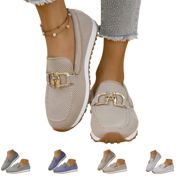YOUYEDIAN Orthopedic Dress Shoes for Women Arch Support Golf Shoes Wide Width Slip on Non Slip Hiking Shoes Knitted Mesh Stretch Comfort 2026 New Orthopedic Shoes