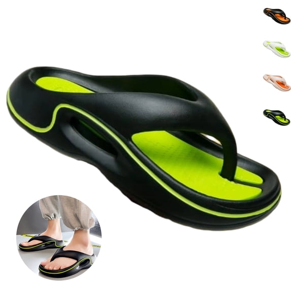 YOUYEDIAN Orthopedic Flip Flops For Men Stylish Arch Support Slippers Slip on Soft Sandals Summer Beach Shoes Non-Slip(Black)