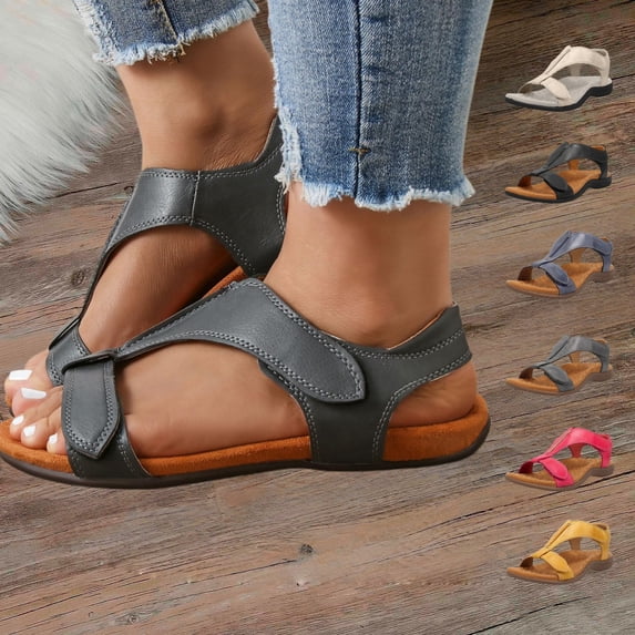 YOUYEDIAN Orthopedic Sandals for Women Slip on Non Slip Arch Support Flat Wedge Sandals Lightweight Beach Slippers 2026 New Comfortable Orthopedic Shoes