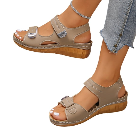 YOUYEDIAN Orthopedic Sandals for Women Summer Walking Open Toe Arch Support Shoes Casual Comfortable Non Slip Slip on Slippers