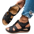 thumbnail image 1 of YOUYEDIAN Orthopedic Sandals for Women Arch Support Flat Wedge Sandals Breathable Slip on Non Slip Beach Slippers Beach 2026 Orthopedic Shoes (Black), 1 of 7