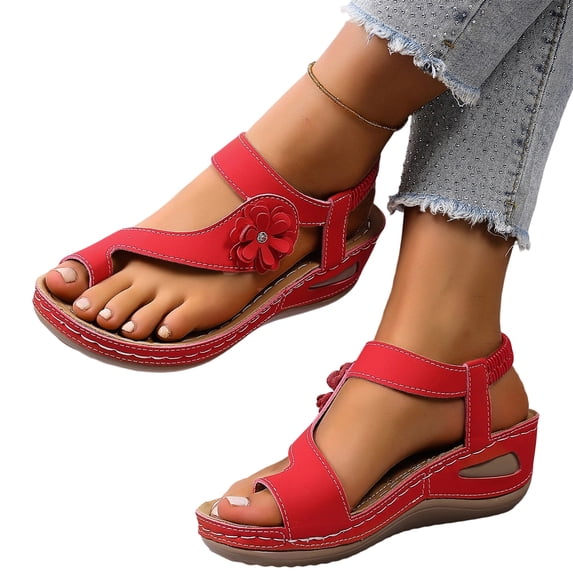 YOUYEDIAN Orthopedic Sandals for Women Summer Casual Arch Support Walking Shoes Comfy Slip on Non Slip Open Toe Slippers