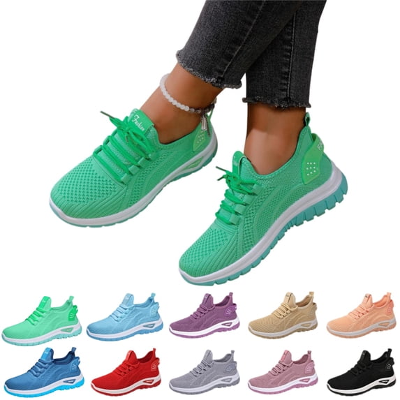 YOUYEDIAN Orthopedic Shoes for Women Arch Support Sneakers Wide Non Slip Slip on Hiking Shoes Mesh Stretch Comfort 2026 Orthopedic Shoes Light Green_001 Green