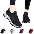 thumbnail image 1 of YOUYEDIAN Orthopedic Shoes for Women Breathable Walking Sneakers Slip on Trainers Ladies Comfortable Casual Athletic Shoe Thick Bottom (Black, 8.5 Wide), 1 of 7