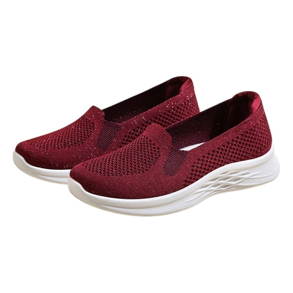 YOUYEDIAN Orthopedic Shoes for Women 2026 Dress Slip on Non Slip Mesh Sneakers Summer Walking Comfortable Closed Toe Arch Support Shoes (Red)