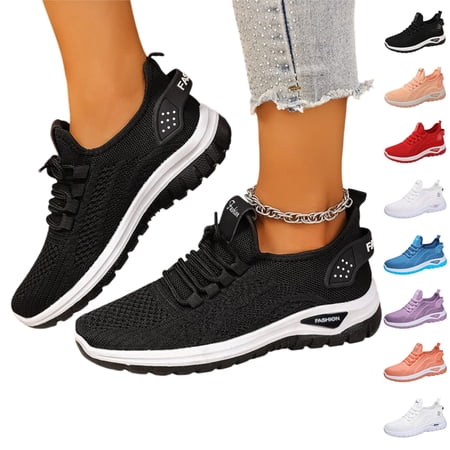 YOUYEDIAN Orthopedic Dress Shoes for Women Arch Support Wide Width Slip on Non Slip Volleyball Tennis Shoes Knitted Mesh Stretch Soft Foam Sneakers