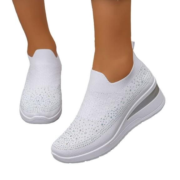 YOUYEDIAN Orthopedic Shoes for Women Arch Support Golf Shoes Wide Non Slip Slip on Work Shoes Knitted Mesh Stretch Soft 2026 Foam Shoes