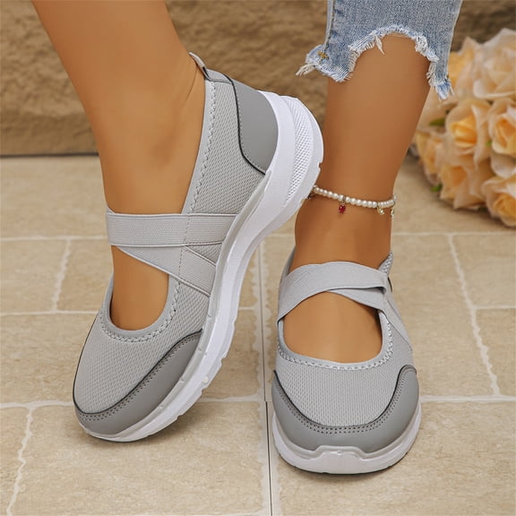 YOUYEDIAN Orthopedic Shoes for Women Arch Support Nurse Shoes Wide Non Slip Slip on House Shoes Knitted Mesh Stretch Comfort 2026 Orthopedic Shoes