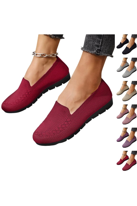 Orthopedic Shoes for Women Arch Support Tennis Shoes Breathable Non Slip Slip on Walking Shoes Knitted Mesh Stretch Soft 2026 Foam Shoes