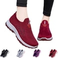 thumbnail image 1 of YOUYEDIAN Orthopedic Shoes for Women Breathable Walking Sneakers Slip on Trainers Ladies Comfortable Casual Athletic Shoe Thick Bottom (Red, 7 Wide), 1 of 8