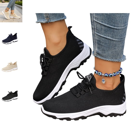 YOUYEDIAN Orthopedic Shoes for Women Comfy Slip On Fashion Lace-up Breathable Versatile Platform Soft Sneakers Casual Sport Mesh Knit Running Shoes