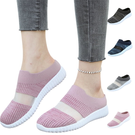 YOUYEDIAN Orthopedic Shoes for Women Spring Dress Non Slip Slip on Mesh Arch Support Sneakers Breathable Closed Toe Casual Shoes (Pink)