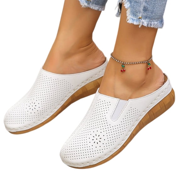 YOUYEDIAN Orthopedic Shoes for Women Spring Walking Slip on Non Slip Arch Support Sneakers Wide Comfortable Mesh Closed Toe Shoes (White)
