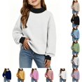 thumbnail image 1 of YOUYEDIAN Oversized Sweatshirts for Girls Fall Fashion Color Block Turtleneck Fleece Pullover Tops Loose Long Sleeve Hoodie, 1 of 4