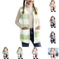 thumbnail image 1 of YOUYEDIAN Plaid Fleece Vest for Girls Casual Warm Fuzzy Sleeveless Jacket Fashion Fluffy Outerwear, 1 of 5